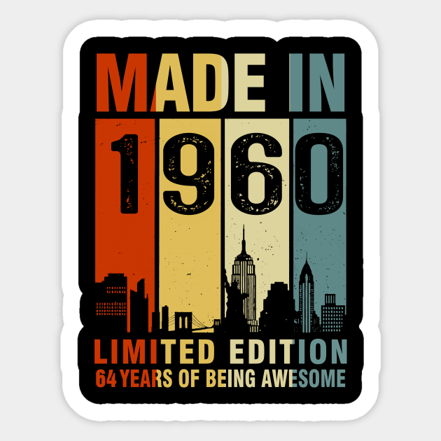 Made In 1960 64th Birthday 64 Years Old Sticker by Kontjo